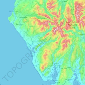 Topografische Karte Copeland, Höhe, Relief