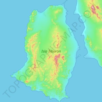 Topografische Karte Tiburon Island, Höhe, Relief