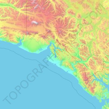 Topografische Karte Yakutat, Höhe, Relief