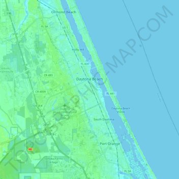 Topografische Karte Daytona Beach, Höhe, Relief
