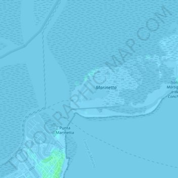 Topografische Karte Isola di Martignano o delle Conchiglie, Höhe, Relief