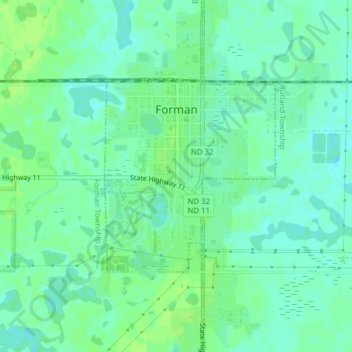 Topografische Karte Forman, Höhe, Relief
