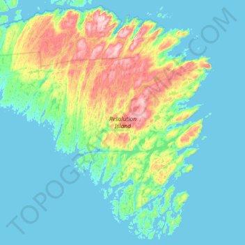 Topografische Karte Resolution Island, Höhe, Relief