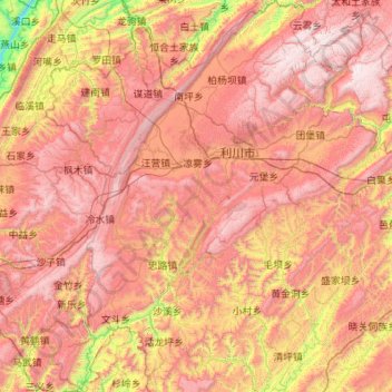 Topografische Karte Lichuan City, Höhe, Relief