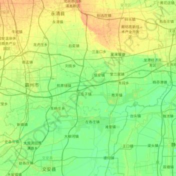 Topografische Karte Bazhou City, Höhe, Relief