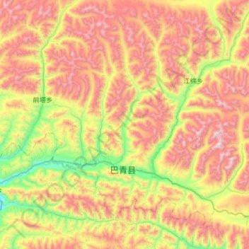 Topografische Karte 拉西镇, Höhe, Relief