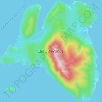 Topografische Karte Isla Llancahué, Höhe, Relief