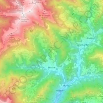 Topografische Karte Pezzaze, Höhe, Relief