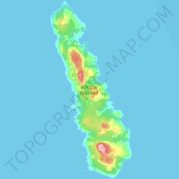 Topografische Karte Insel Hochland, Höhe, Relief