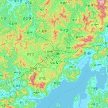 Topografische Karte Boseong, Höhe, Relief