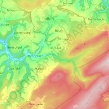 Topografische Karte Hilscheid, Höhe, Relief