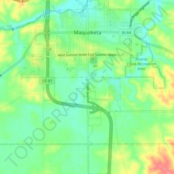 Topografische Karte Maquoketa, Höhe, Relief