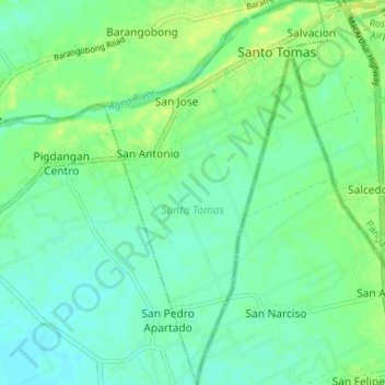 Topografische Karte Santo Tomas, Höhe, Relief