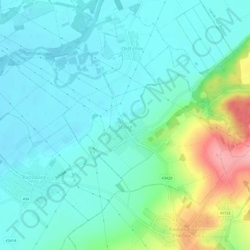 Topografische Karte Sušice, Höhe, Relief