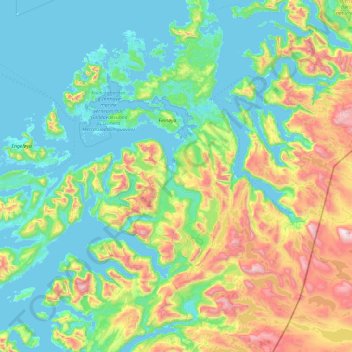Topografische Karte Nordland, Höhe, Relief