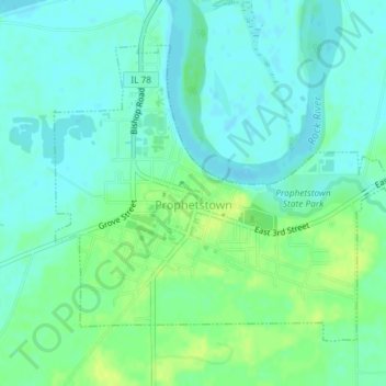 Topografische Karte Prophetstown, Höhe, Relief