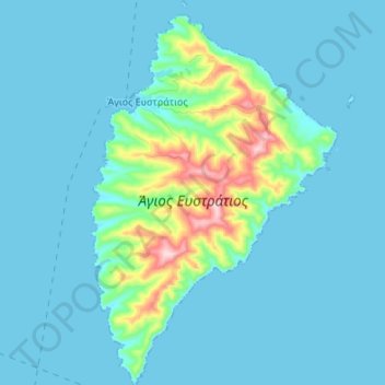 Topografische Karte Δήμος Αγίου Ευστρατίου, Höhe, Relief