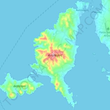 Topografische Karte Antiparos, Höhe, Relief