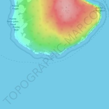 Topografische Karte Baie des Marigots, Höhe, Relief