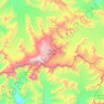 Topografische Karte Klutlan Glacier, Höhe, Relief