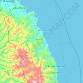 Topografische Karte Malita, Höhe, Relief