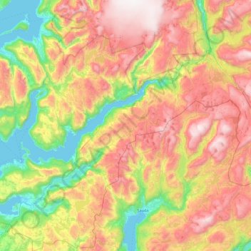 Topografische Karte Etne, Höhe, Relief