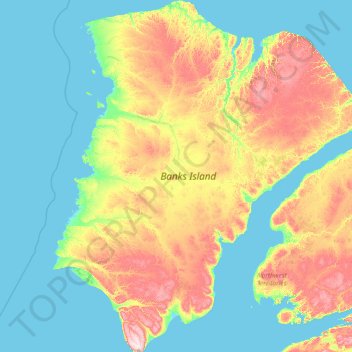 Topografische Karte Banksinsel, Höhe, Relief