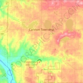 Topografische Karte Cannon Township, Höhe, Relief