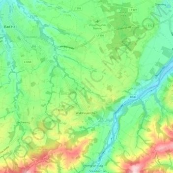 Topografische Karte Waldneukirchen, Höhe, Relief