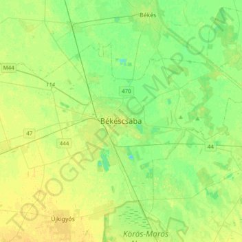 Topografische Karte Tschabe, Höhe, Relief