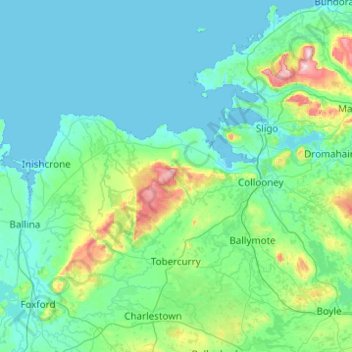 Topografische Karte County Sligo, Höhe, Relief