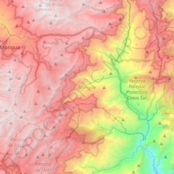 Topografische Karte Mongua, Höhe, Relief