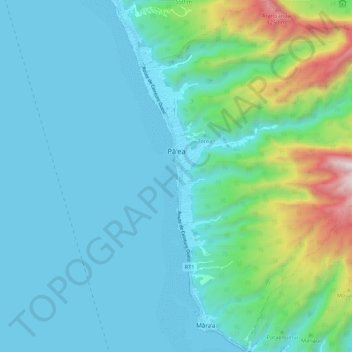 Topografische Karte Pāʻea, Höhe, Relief