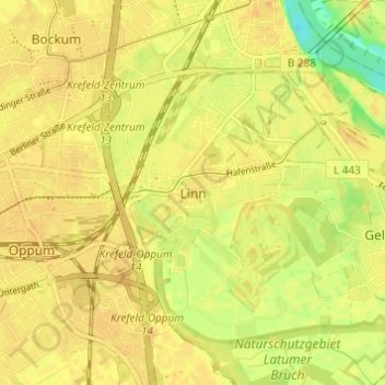 Topografische Karte Linn, Höhe, Relief