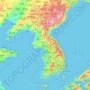 Topografische Karte Korea, Höhe, Relief