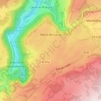 Topografische Karte Mont-de-Laval, Höhe, Relief
