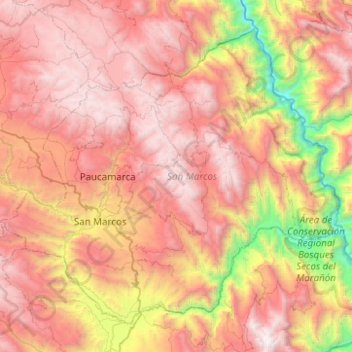 Topografische Karte San Marcos, Höhe, Relief