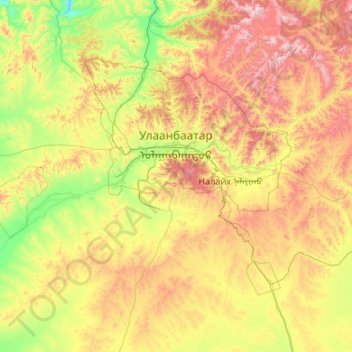 Topografische Karte Ulán Bator, Höhe, Relief