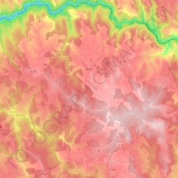 Topografische Karte Siran, Höhe, Relief