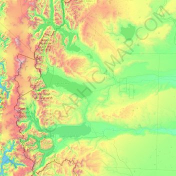 Topografische Karte Lago Argentino, Höhe, Relief