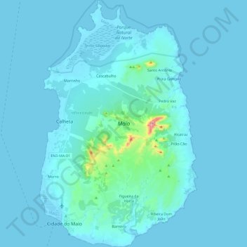 Topografische Karte Maio, Höhe, Relief