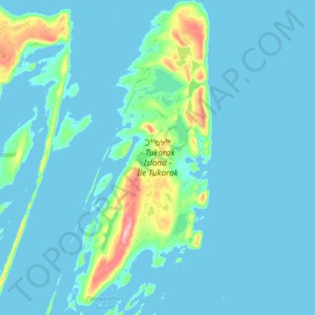 Topografische Karte Tukarak Island, Höhe, Relief