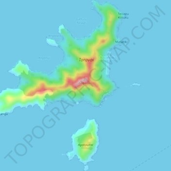 Topografische Karte Taravai, Höhe, Relief