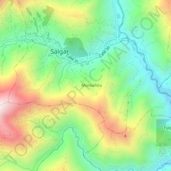 Topografische Karte Salgar, Höhe, Relief