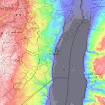 Topografische Karte מועצה אזורית מגילות ים המלח, Höhe, Relief