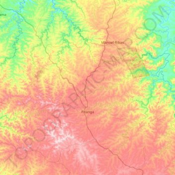 Topografische Karte Pitanga, Höhe, Relief