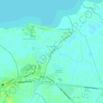 Topografische Karte San Isidro, Höhe, Relief