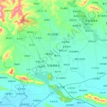 Topografische Karte 东陵满族乡, Höhe, Relief