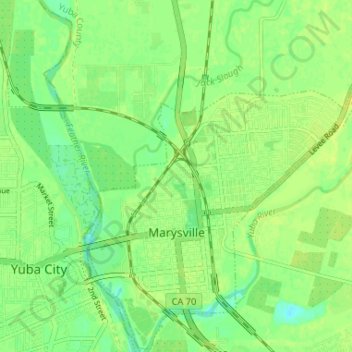 Topografische Karte Marysville, Höhe, Relief