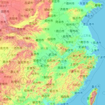 Topografische Karte Jangtsekiang, Höhe, Relief